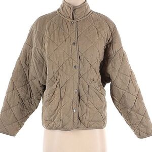 Z Supply Quilted Snap-Front Jacket in Olive